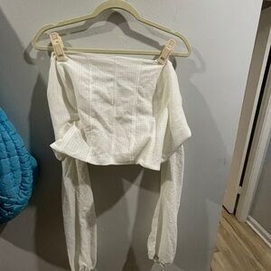 White Corset Off Shoulder Top